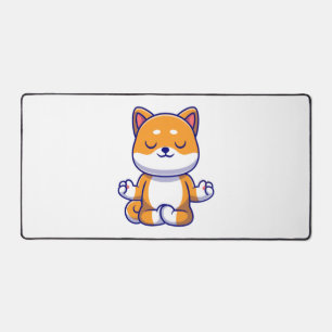 Niedlicher Shiba inu Hund, der Yoga Meditation Car Schreibtischunterlage