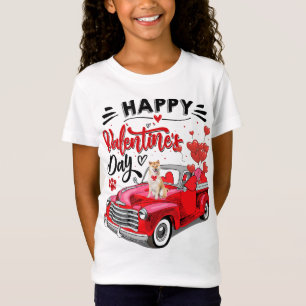Niedlicher Shiba Inu Hund Red Truck Happy Valentin T-Shirt