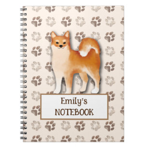Niedlicher Shiba Inu Hundeschritt mit individuelle Notizblock