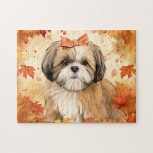 Niedlicher Shih-tzu-Hund/Herbst/Herbst Puzzle
