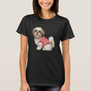 Niedlicher Shih Tzu Hund im ansprechbaren Knochen- T-Shirt