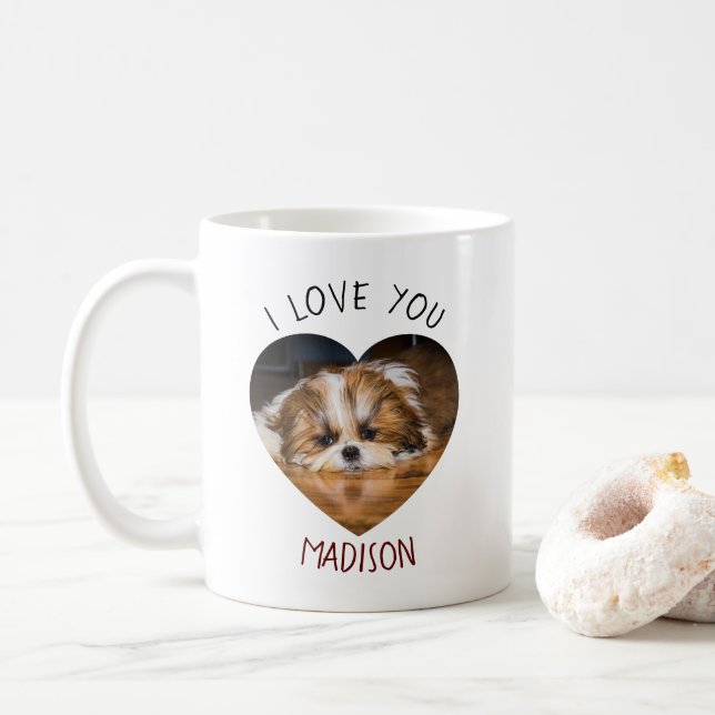 Niedlicher shih tzu Liebe Valentinherz Foto Kaffeetasse (Mit Donut)
