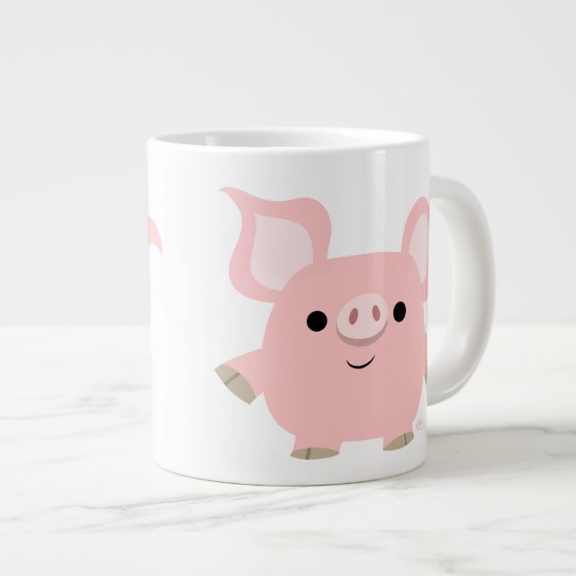 Niedlicher Shorty Cartoon Pig Jumbo Tasse (Vorderseite Rechts)