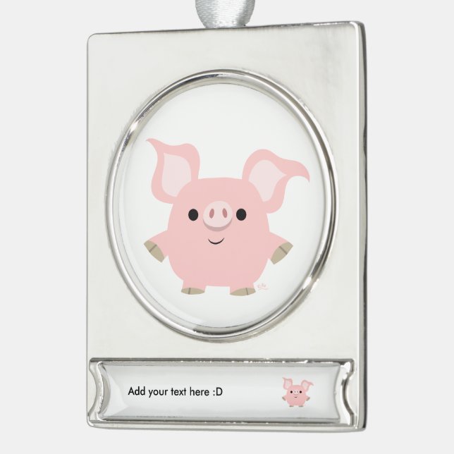 Niedlicher Shorty-Cartoon Schweinebanner Banner-Ornament Silber (Links)