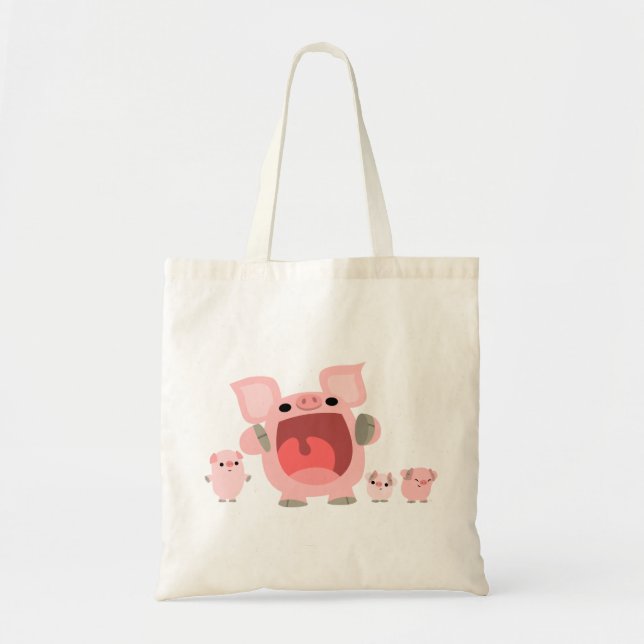 Niedlicher Shouting Cartoon Schweinebag Tragetasche (Vorne)