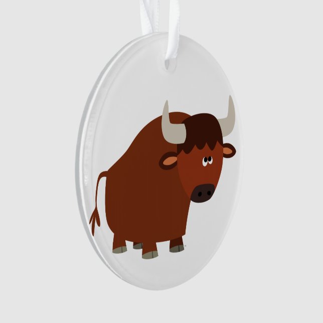 Niedlicher Shy-Cartoon Bull-Acrylschmuck Ornament (Vorderseite)