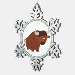Niedlicher Shy Cartoon Bull Pewter Ornament