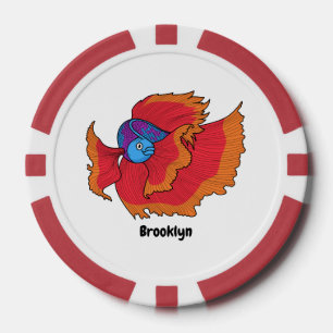 Niedlicher Siameser, der den Cartoon "Betta" bekäm Pokerchips
