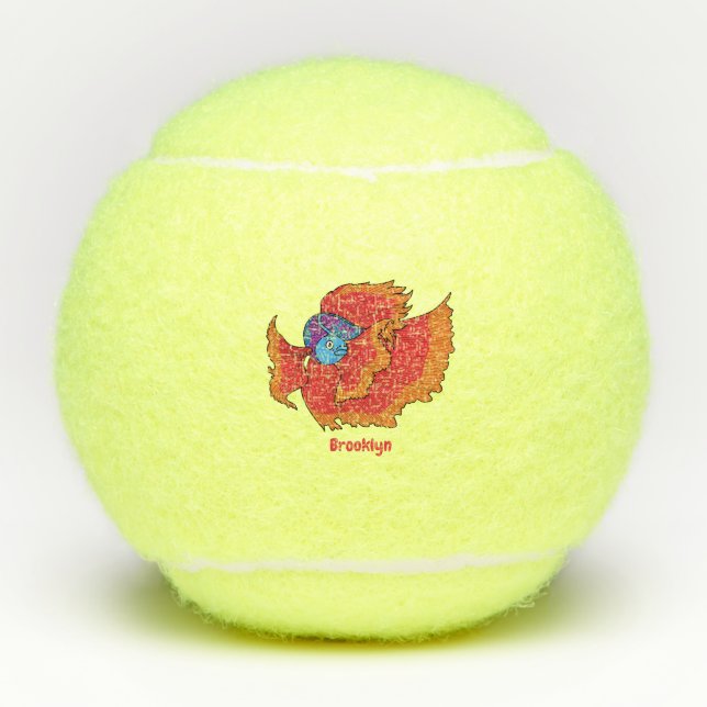 Niedlicher Siameser, der den Cartoon "Betta" bekäm Tennisbälle (Vorderseite)