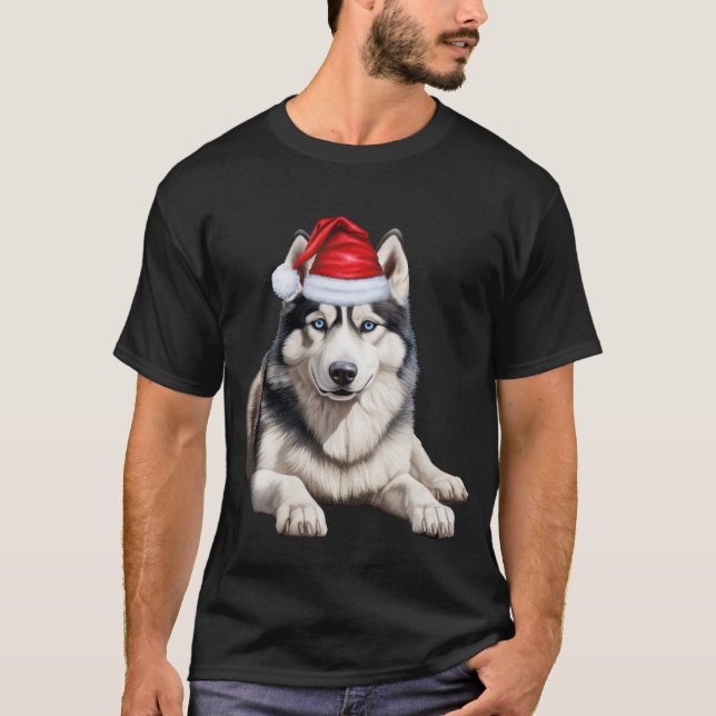 Niedlicher sibirischer Husky Dog Lover Weihnachten T-Shirt (Vorderseite)