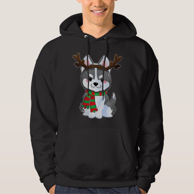 Niedlicher sibirischer Husky Dog Weihnachten Weihn Hoodie (Vorderseite)