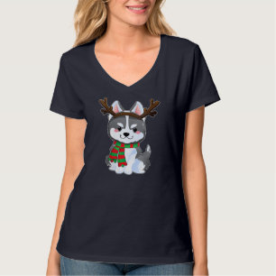 Niedlicher sibirischer Husky Dog Weihnachten Weihn T-Shirt