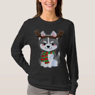 Niedlicher sibirischer Husky Dog Weihnachten Weihn T-Shirt