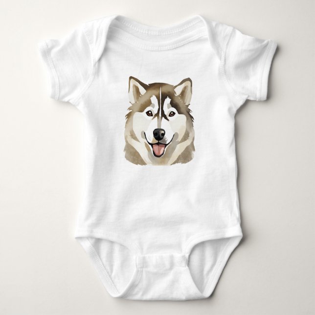 Niedlicher sibirischer Husky Dog Wolf Funny Huskie Baby Strampler (Vorderseite)