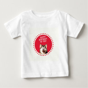 Niedlicher sibirischer Husky Hund Happy Birthday Baby T-shirt