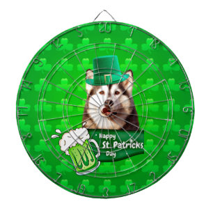 Niedlicher sibirischer Husky-Hund Hund St. Patrick Dartscheibe
