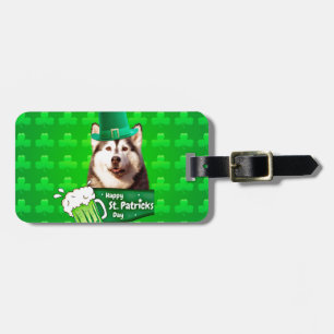 Niedlicher sibirischer Husky-Hund Hund St. Patrick Gepäckanhänger