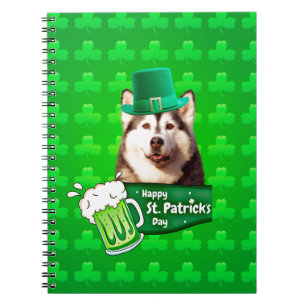 Niedlicher sibirischer Husky-Hund Hund St. Patrick Notizblock