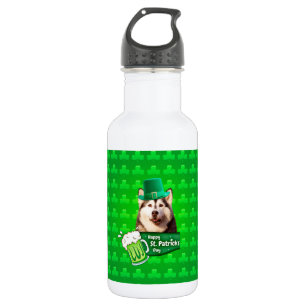Niedlicher sibirischer Husky-Hund Hund St. Patrick Trinkflasche