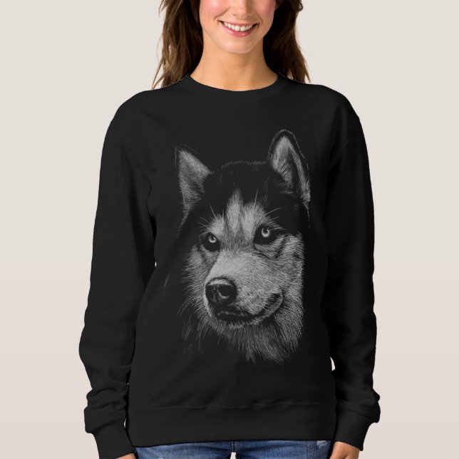 Niedlicher sibirischer Husky Hund Kopfkunst für Hu Sweatshirt (Vorderseite)