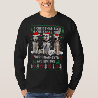 Niedlicher sibirischer Husky Hund Oh Weihnachtsbau T-Shirt