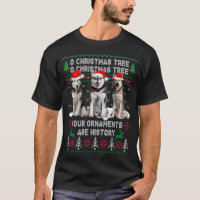 Niedlicher sibirischer Husky Hund Oh Weihnachtsbau