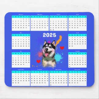 Niedlicher sibirischer Husky-Hundkalender Mousepad