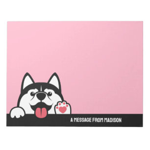 Niedlicher sibirischer Husky individuelle Name & F Notizblock