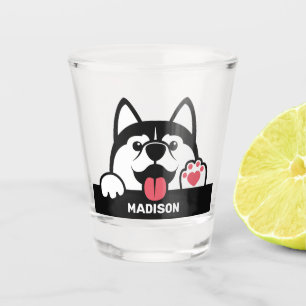 Niedlicher sibirischer Husky-individuelle Name Schnapsglas