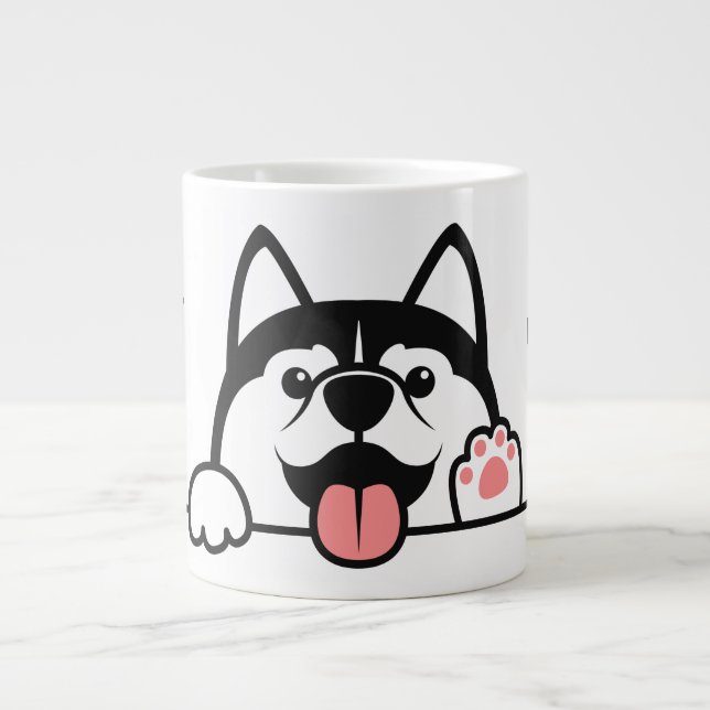 Niedlicher sibirischer Husky individuelle Name & T Jumbo-Tasse (Vorderseite)
