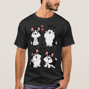 Niedlicher sibirischer Husky Pomsky Black T-Shirt