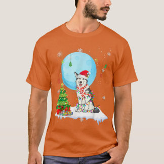 Niedlicher sibirischer Husky Weihnachtshund Lights T-Shirt