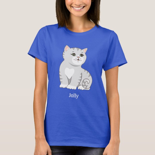 Niedlicher Silver Grey Tabby Kitty Cat T - Shirt (Vorderseite)