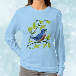 Niedlicher Singing Blue Bird Tree T-Shirt