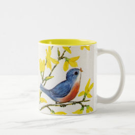 Niedlicher Singing Blue Bird Tree Zweifarbige Tasse