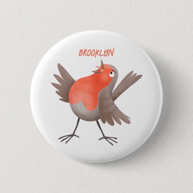 Niedlicher Singvogel Cartoon Button (Vorderseite)