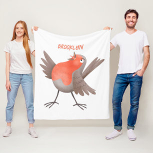 Niedlicher Singvogel Cartoon Fleecedecke