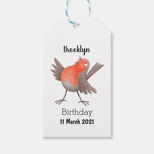 Niedlicher Singvogel Cartoon Geschenkanhänger (Vorderseite)