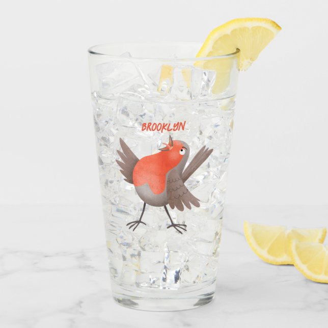 Niedlicher Singvogel Cartoon Glas (Rückseite Ice)