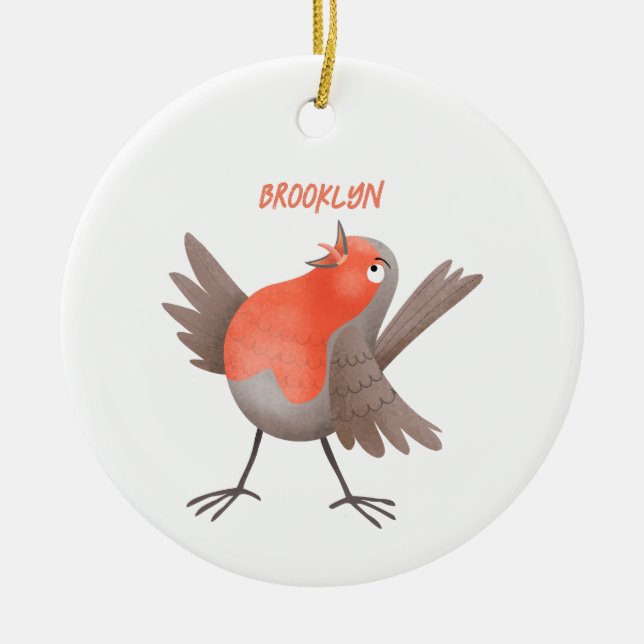 Niedlicher Singvogel Cartoon Keramik Ornament (Vorne)
