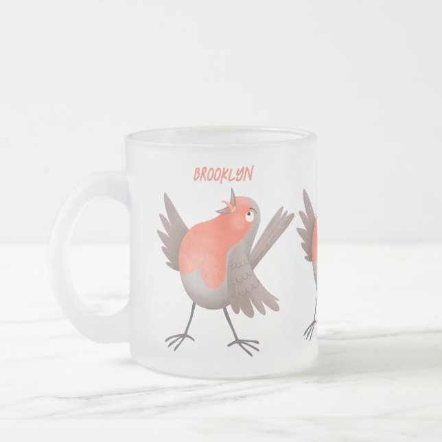 Niedlicher Singvogel Cartoon Mattglastasse (Links)