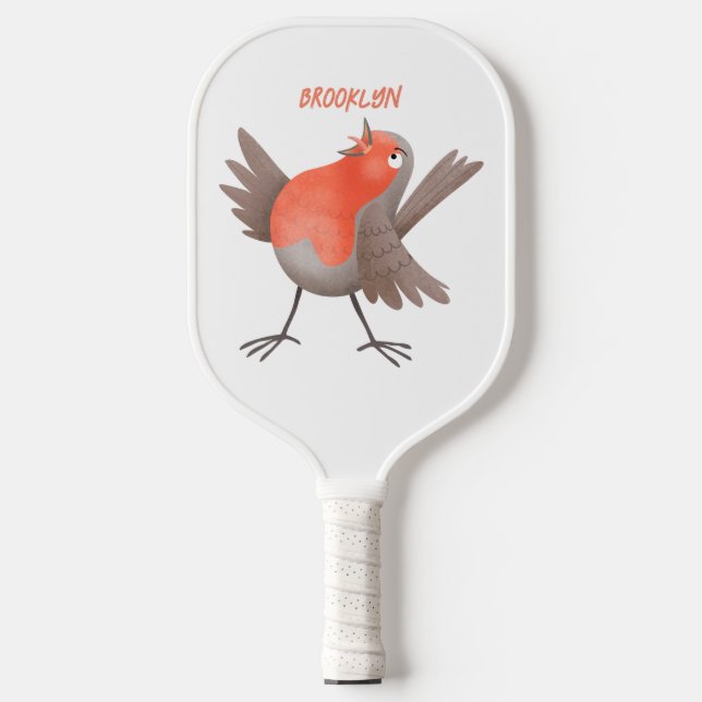 Niedlicher Singvogel Cartoon Pickleball Schläger (Vorderseite)