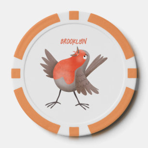 Niedlicher Singvogel Cartoon Pokerchips