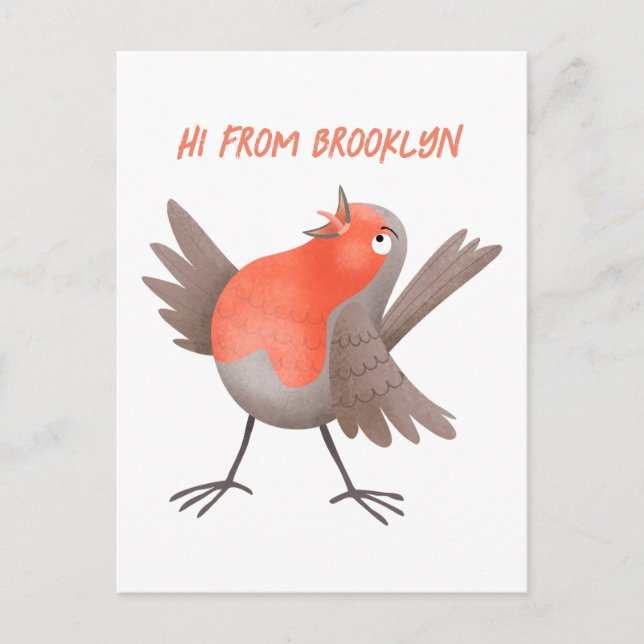 Niedlicher Singvogel Cartoon Postkarte (Vorderseite)