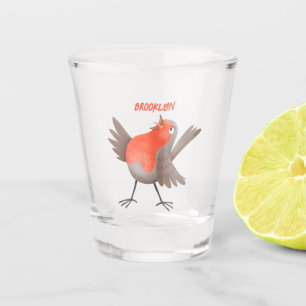 Niedlicher Singvogel Cartoon Schnapsglas