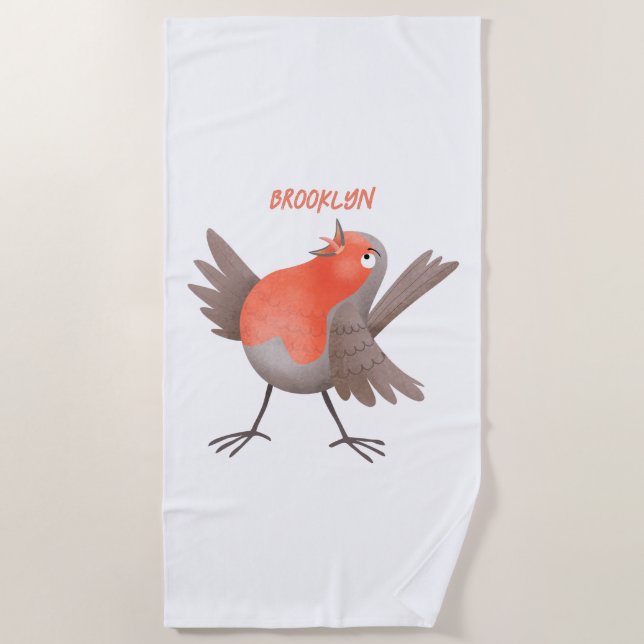 Niedlicher Singvogel Cartoon Strandtuch (Vorderseite)