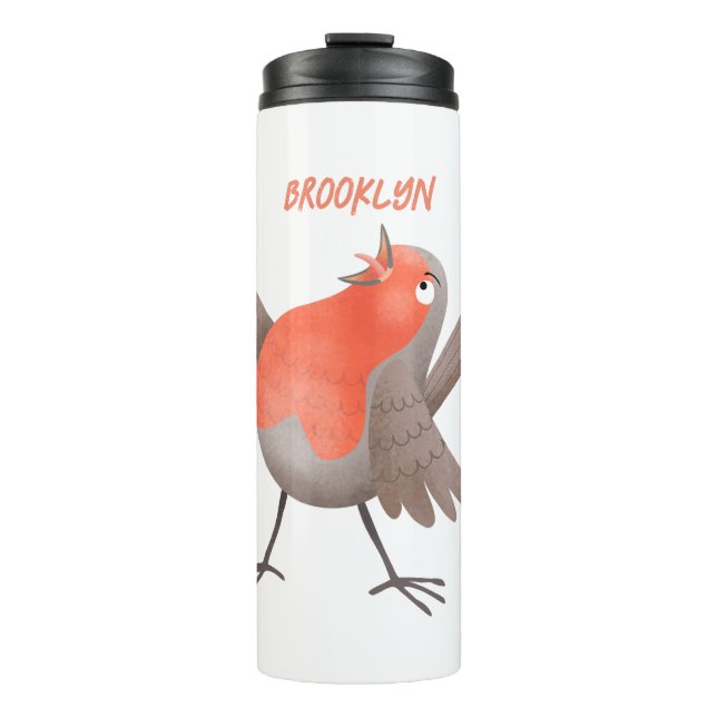 Niedlicher Singvogel Cartoon Thermosbecher (Vorderseite)