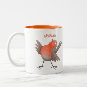Niedlicher Singvogel Cartoon Zweifarbige Tasse