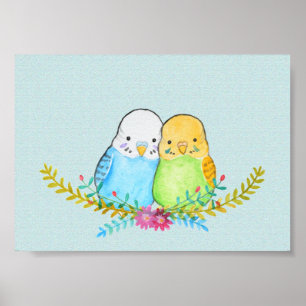 Niedlicher Sittich Wellensittich Haustier Vögel Fl Poster