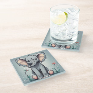 Niedlicher SitzElefant Glasuntersetzer
